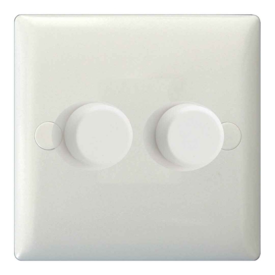 Picture of Varilight V-Pro Polar White 2-Gang 2-Way Rotary LED Dimmer  2x 0-120W JOP252W