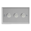 Picture of Varilight V-Pro Satin Chrome 3-Gang 2-Way Rotary LED Dimmer 3x 0-120W JNDP303