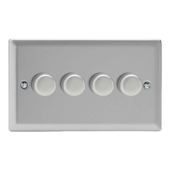 Picture of Varilight V-Pro Satin Chrome 4-Gang 2-Way Rotary LED Dimmer 4x 0-120W JNDP254