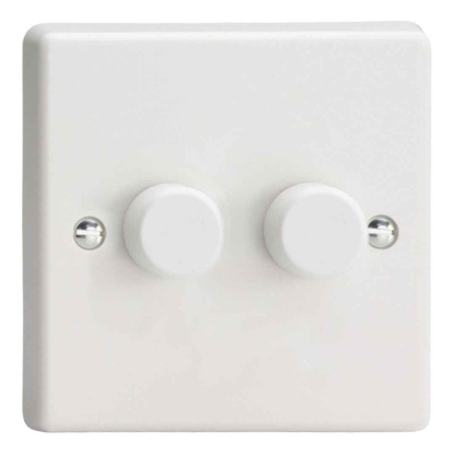 Picture of Varilight V-Pro White 2-Gang 2-Way Rotary LED Dimmer  2x 0-120W JQP252W