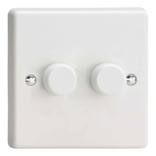 Picture of Varilight V-Pro White 2-Gang 2-Way Rotary LED Dimmer  2x 0-120W JQP252W
