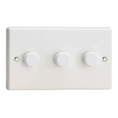 Picture of Varilight V-Pro White 3-Gang 2-Way Rotary LED Dimmer 3x 0-120W JQDP303W