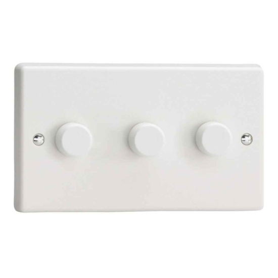 Picture of Varilight V-Pro White 3-Gang 2-Way Rotary LED Dimmer 3x 0-120W JQDP303W