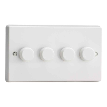 Picture of Varilight V-Pro White 4-Gang 2-Way Rotary LED Dimmer 4x 0-120W JQDP254W