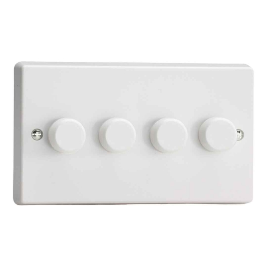 Picture of Varilight V-Pro White 4-Gang 2-Way Rotary LED Dimmer 4x 0-120W JQDP254W