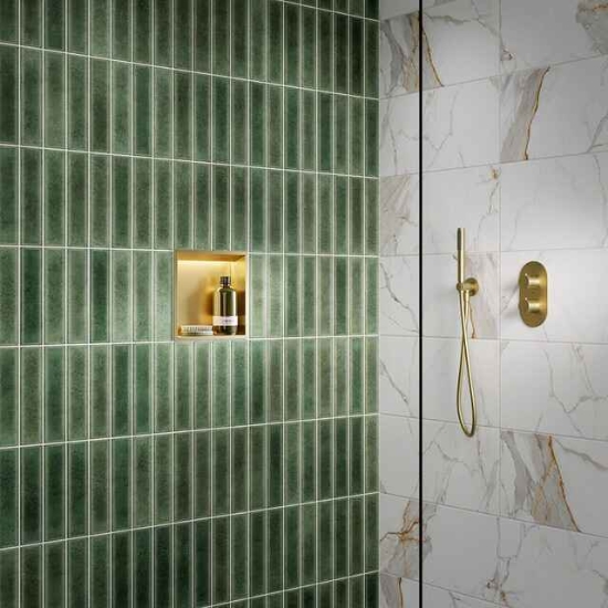 Picture of Linear LED Shower Niche Box in Brushed Brass 300x300mm SY5100BR-S