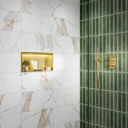 Picture of Linear LED Shower Niche Box in Brushed Brass 300x600mm SY5100BR-M