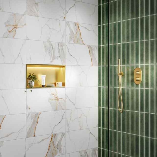 Picture of Linear LED Shower Niche Box in Brushed Brass 300x600mm SY5100BR-M