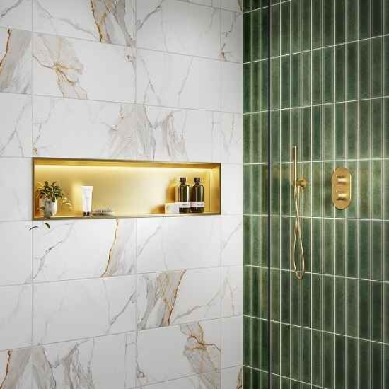 Picture of Linear LED Shower Niche Box in Brushed Brass 300x1200mm SY5100BR-L