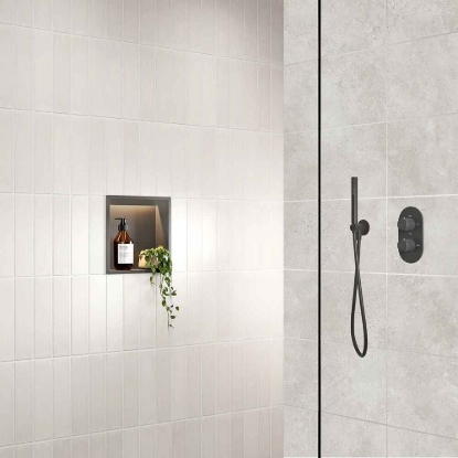 Picture of Linear LED Shower Niche Box in Gun Metal 300x300mm SY5100GM-S