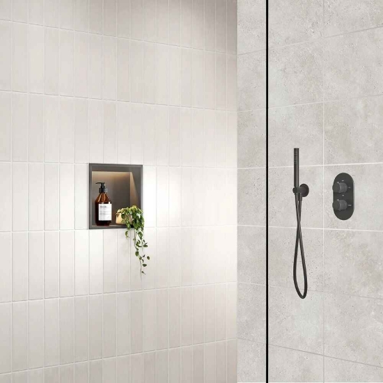 Picture of Linear LED Shower Niche Box in Gun Metal 300x300mm SY5100GM-S